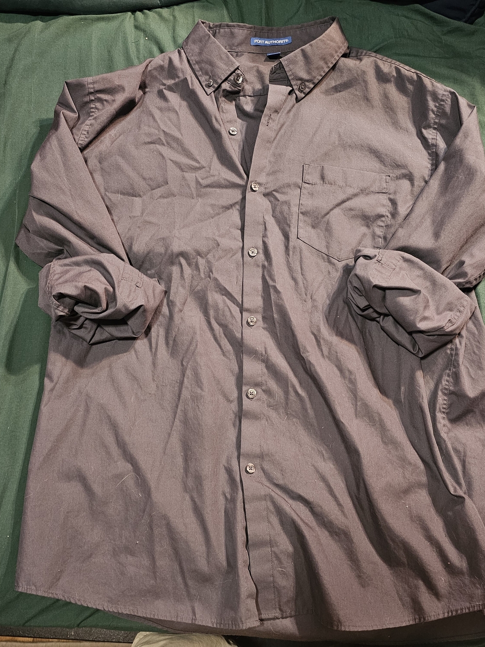 Port Authority Men's Gray Button-Down Shirt with Chest Pocket